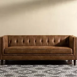 Wyatt Chester Faux Leather Formal Sofa