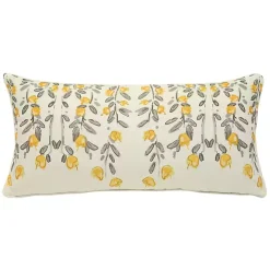 Yellow & Gray Floral Outdoor Pillow