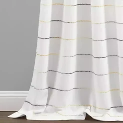 Yellow and Gray Stripe Curtain Panel Set, 84 in.