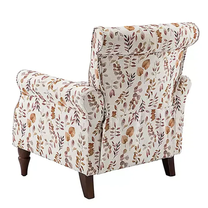 Yellow and Orange Leaf Upholstered Accent Chair