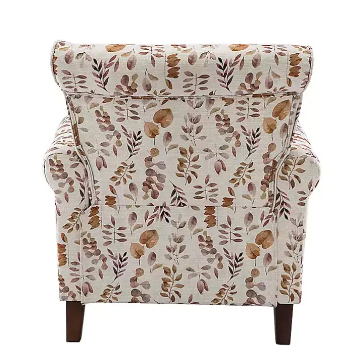 Yellow and Orange Leaf Upholstered Accent Chair