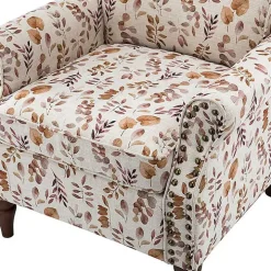 Yellow and Orange Leaf Upholstered Accent Chair