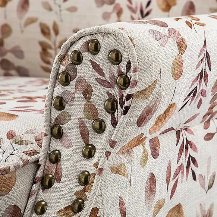 Yellow and Orange Leaf Upholstered Accent Chair