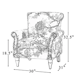 Yellow and Orange Leaf Upholstered Accent Chair