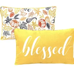 Yellow Blessed Outdoor Lumbar Pillow