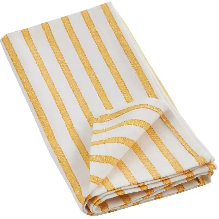 Yellow Cheerful Striped Cotton Napkins, Set of 4