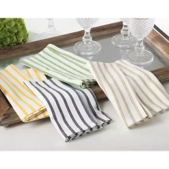 Yellow Cheerful Striped Cotton Napkins, Set of 4
