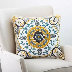 Yellow Embroidered Claudia Pillow