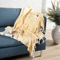 Yellow Honeycomb Cotton Throw