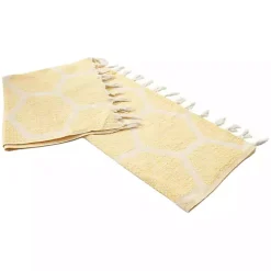 Yellow Honeycomb Cotton Throw