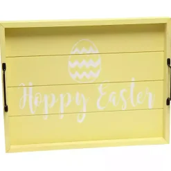Yellow Hoppy Easter Wood Tray