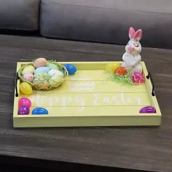 Yellow Hoppy Easter Wood Tray