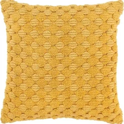 Yellow Looped Cotton Throw Pillow