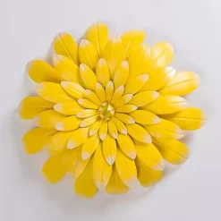 Yellow Metal Flower Outdoor Wall Plaque