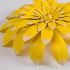 Yellow Metal Flower Outdoor Wall Plaque