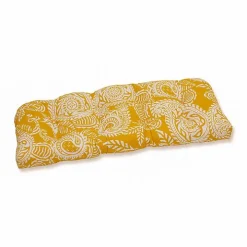 Yellow Paisley Outdoor Settee Cushion