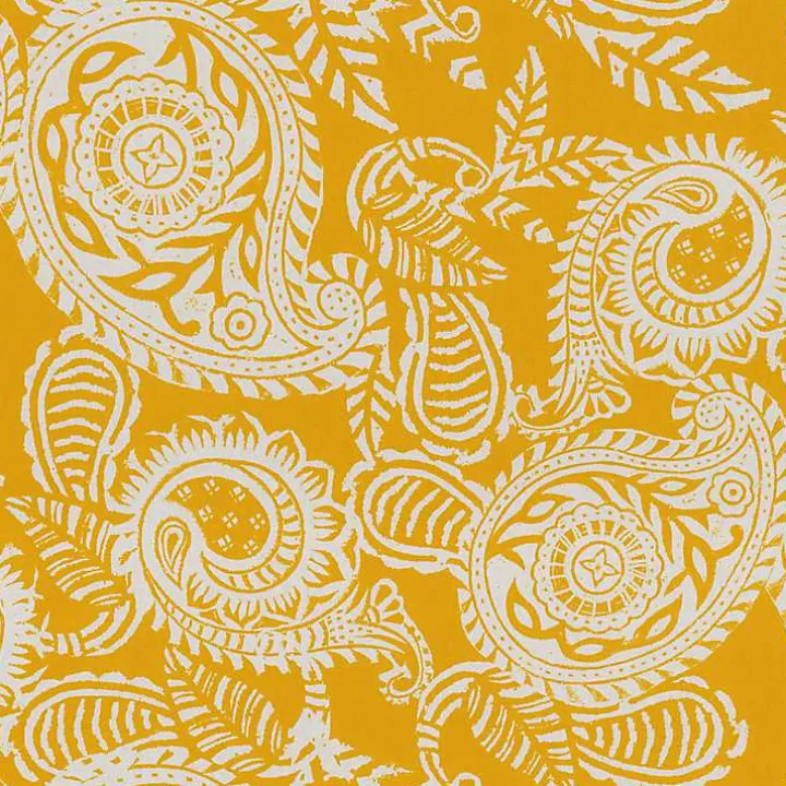 Yellow Paisley Outdoor Seat Cushions, Set of 2