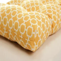 Yellow Pattern Rounded Outdoor Settee Cushion