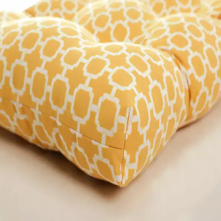 Yellow Pattern Rounded Outdoor Settee Cushion