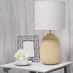 Yellow Purled Ceramic Table Lamp