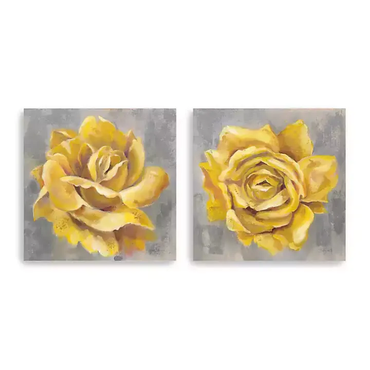 Yellow Roses Giclee Canvas Art Prints, Set of 2