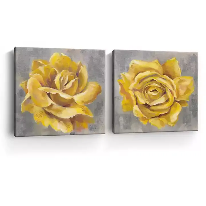 Yellow Roses Giclee Canvas Art Prints, Set of 2