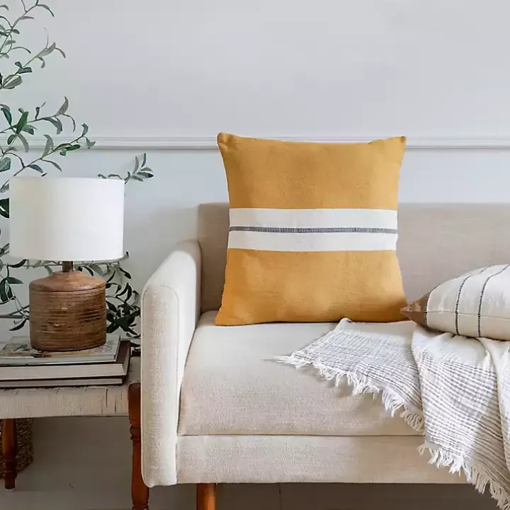 Yellow Single Stripe Pillow