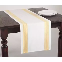 Yellow Striped Border Table Runner
