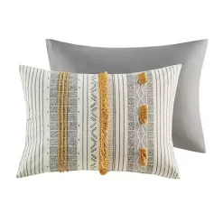 Yellow Striped Pom Pom 3-pc. Full/Queen Duvet Set