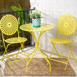Yellow Sunburst Metal 3-pc. Outdoor Bistro Set
