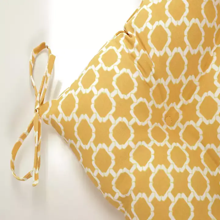 Yellow Tufted Tie Outdoor Seat Cushions, Set of 2