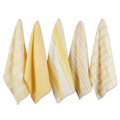 Yellow Woven Assorted Dishtowels, Set of 5