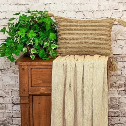 Yellow Woven Stripes Lumbar Pillow