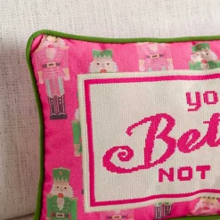 You Better Not Pout Needlepoint Pillow